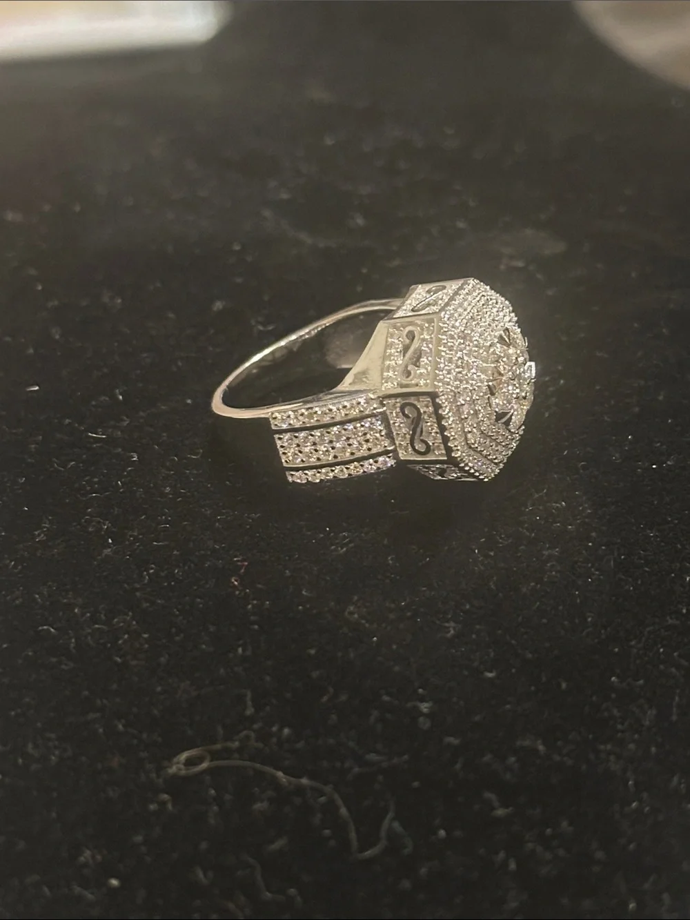 Moissanite Diamond Cluster Octagonal Ring SZ11